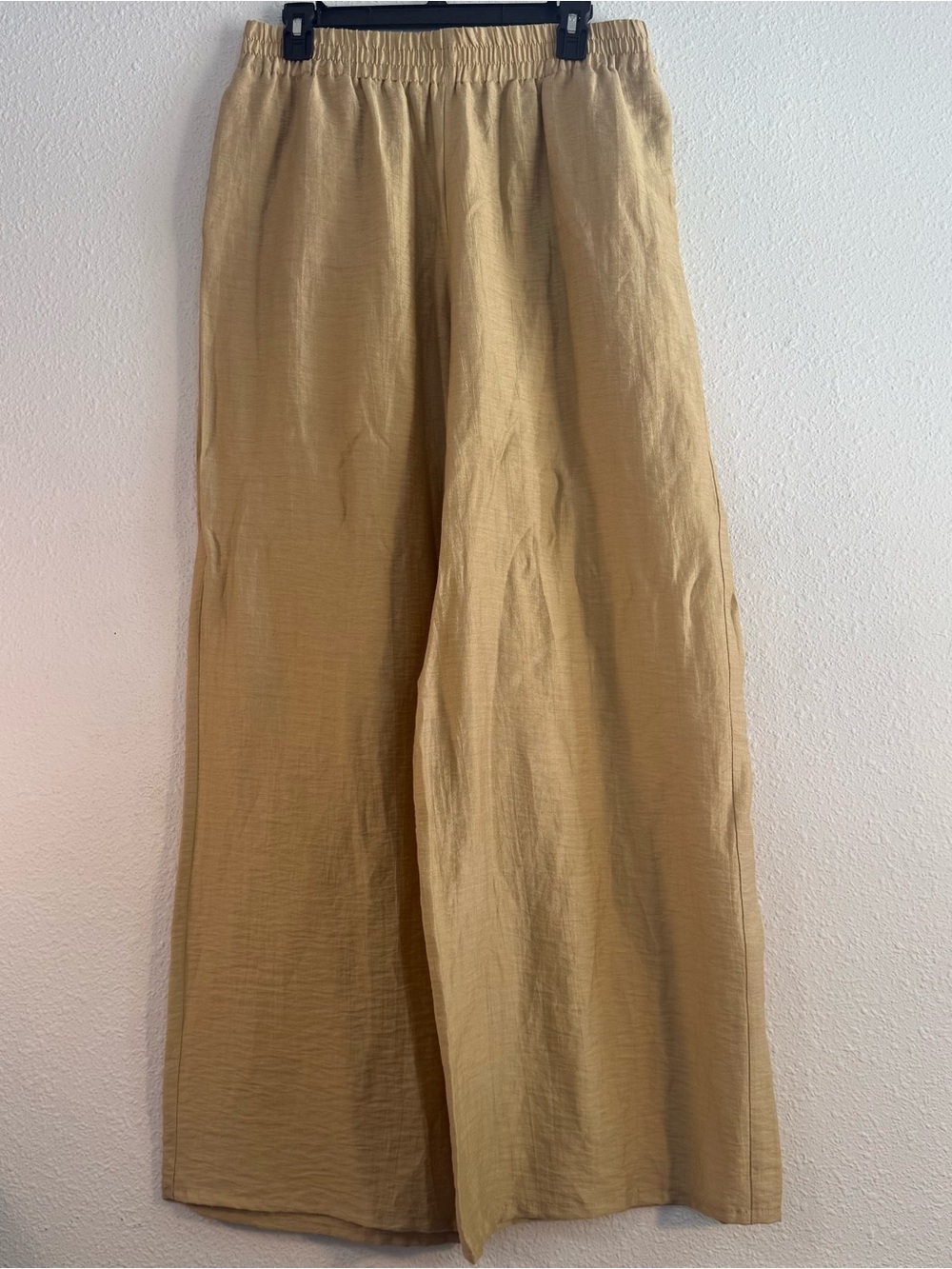 Zara Linen Blend Wide Leg Pants Size L Brown